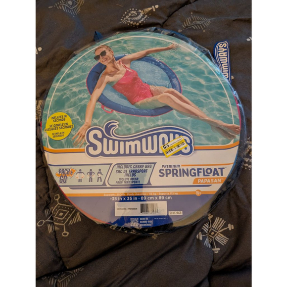 SwimWays Premium Springfloat Papasan Pool Float Blue Red One Size - Picture 2 of 6